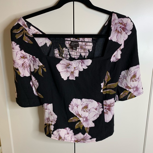 NWT Free Press Gathered Back Floral Crop Top - Picture 1 of 16